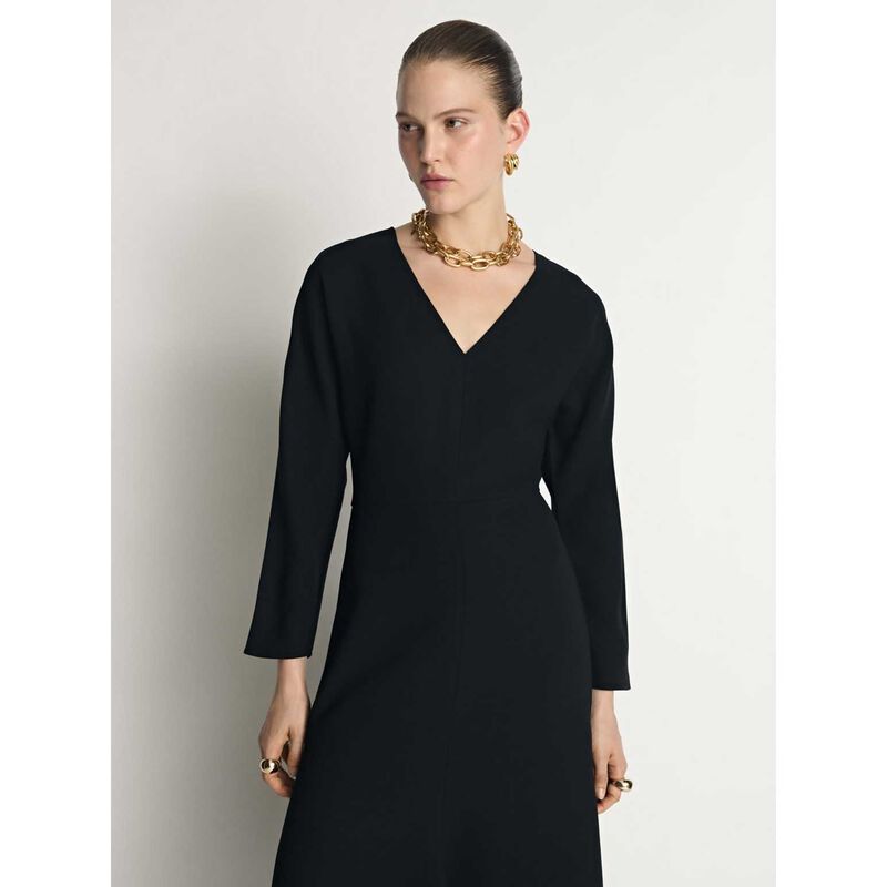 Veronika Maine Double Weave V Neck Midi Dress image number 3